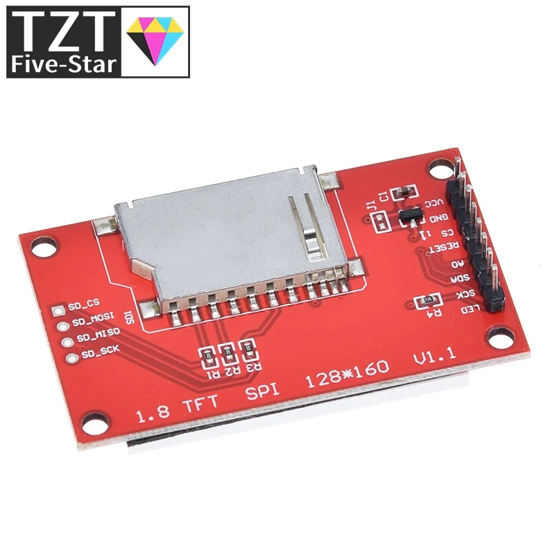 Imagem -06 - Tzt Módulo Lcd Tft de 1.8 Polegadas Módulo de Tela Lcd Spi Serial 51 Drivers Driver io Resolução Tft 128*160 para Arduino