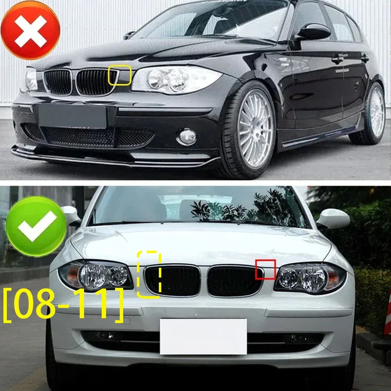 For BMW E81 E87 E82 E88 128I 130I 135I Car Front Bumper Kidney Grille Racing Grills Grilles Gloss Black Dual Slats Grill 07-11