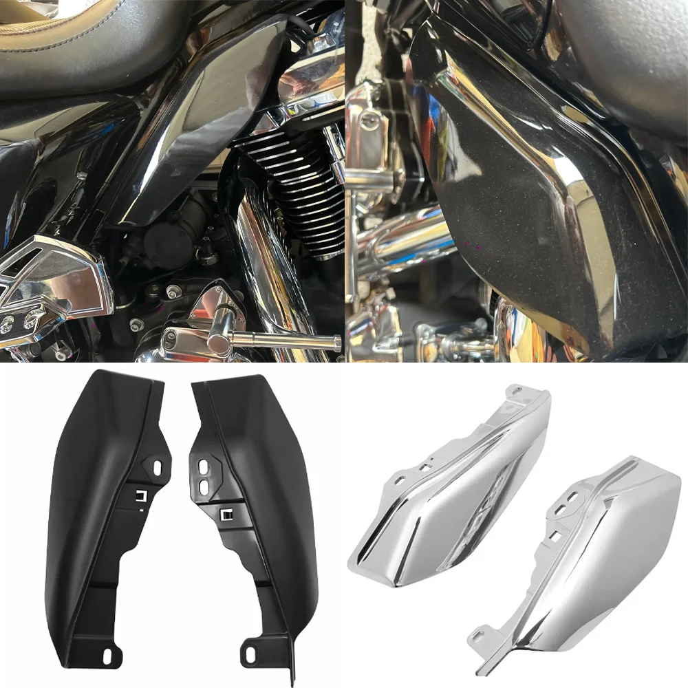 

Motorcycle Black/Chrome Mid-Frame Air Heat Deflector Fairing For Harley Touring Electra Glide Street Road Glide CVO 2017-2022