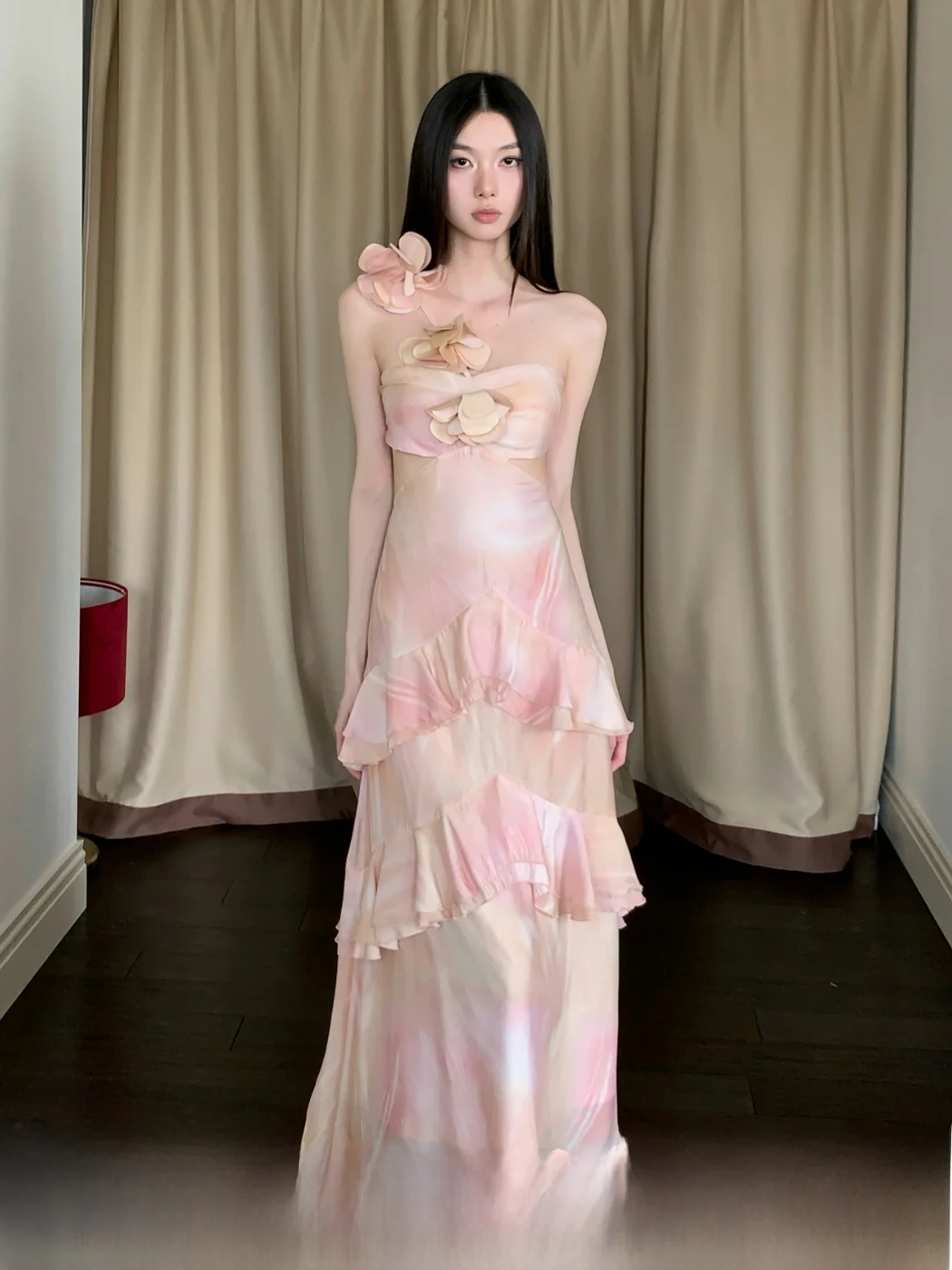 

Элегантное платье MOXI из серии «Язык цветов: Фея» с 3D-цветами и эффектом облачной дымки, без бретелек, из хлопка и полиэстера, для повседневной носки