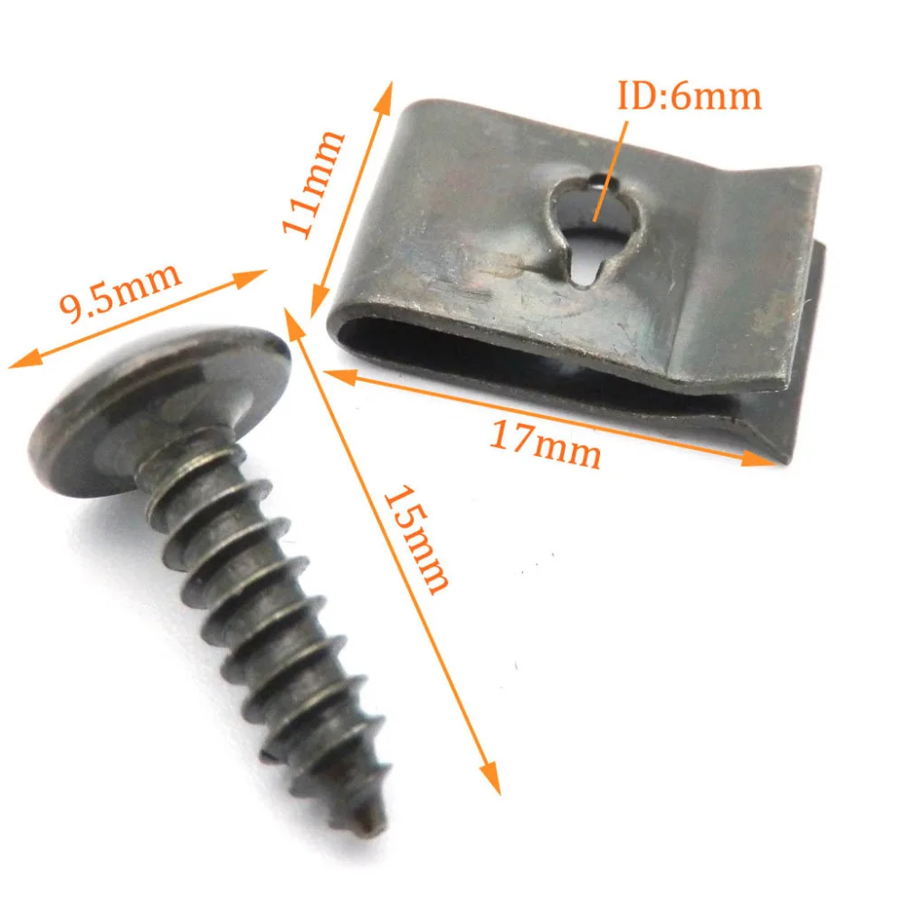 30sets/lot Motorcycle Car Scooter ATV Moped  Ebike Plastic Cover Metal Retainer Self-tapping Screw and Clips M4 M5 4.2mm 4.8mm