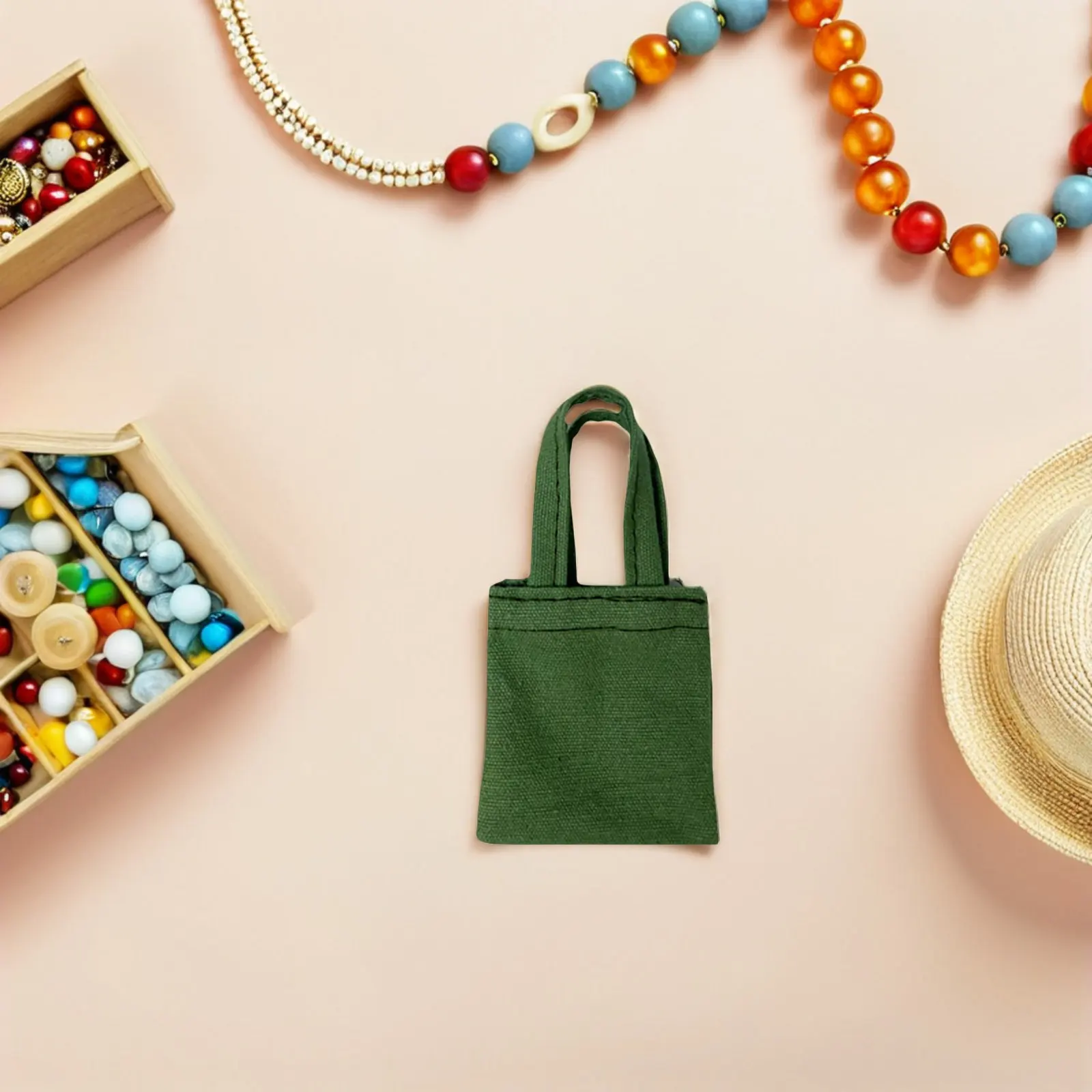 

5Pcs Dollhouse Mini Canvas Bag Decor Set Exquisitely Handmade Portable Sturdy Decorative Bag for Mini House Layout Photography