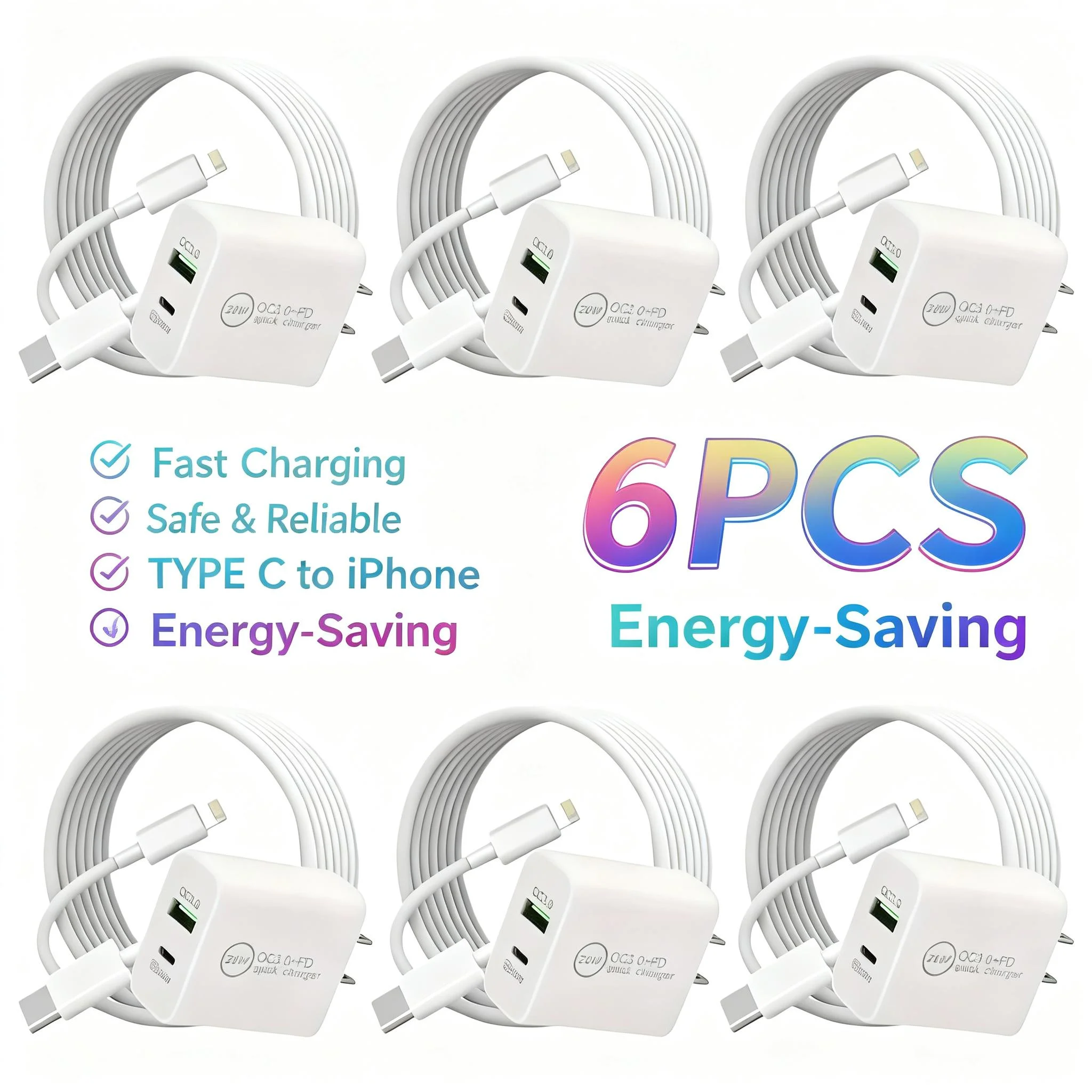 

Портативное зарядное устройство 20W QC3.0 с USB A и Type C, быстрая зарядка для iPhone 16/15/13/12/11/8
