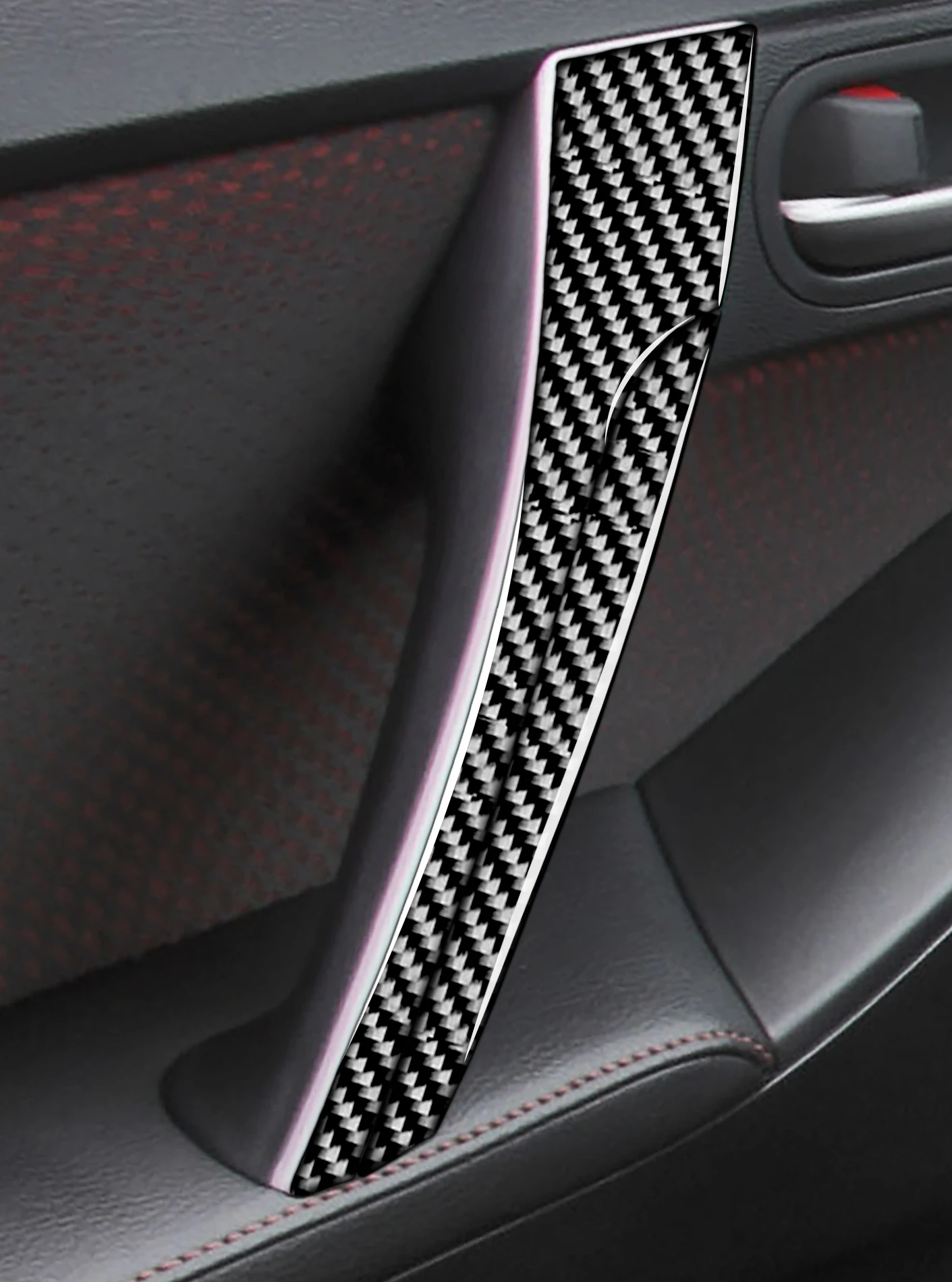 For Mazda 3 Axela 2010 2011 2012 2013 Mazdaspeed 3 Door Push Hands Tuning Real Carbon Fiber Sticker Car Interior Accessories