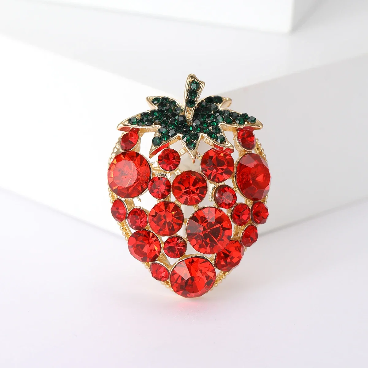 Enamel Rhinestone Strawberry Brooches for Women Unisex Plant Pins Multi-color Available Office Party Accessories Gifts