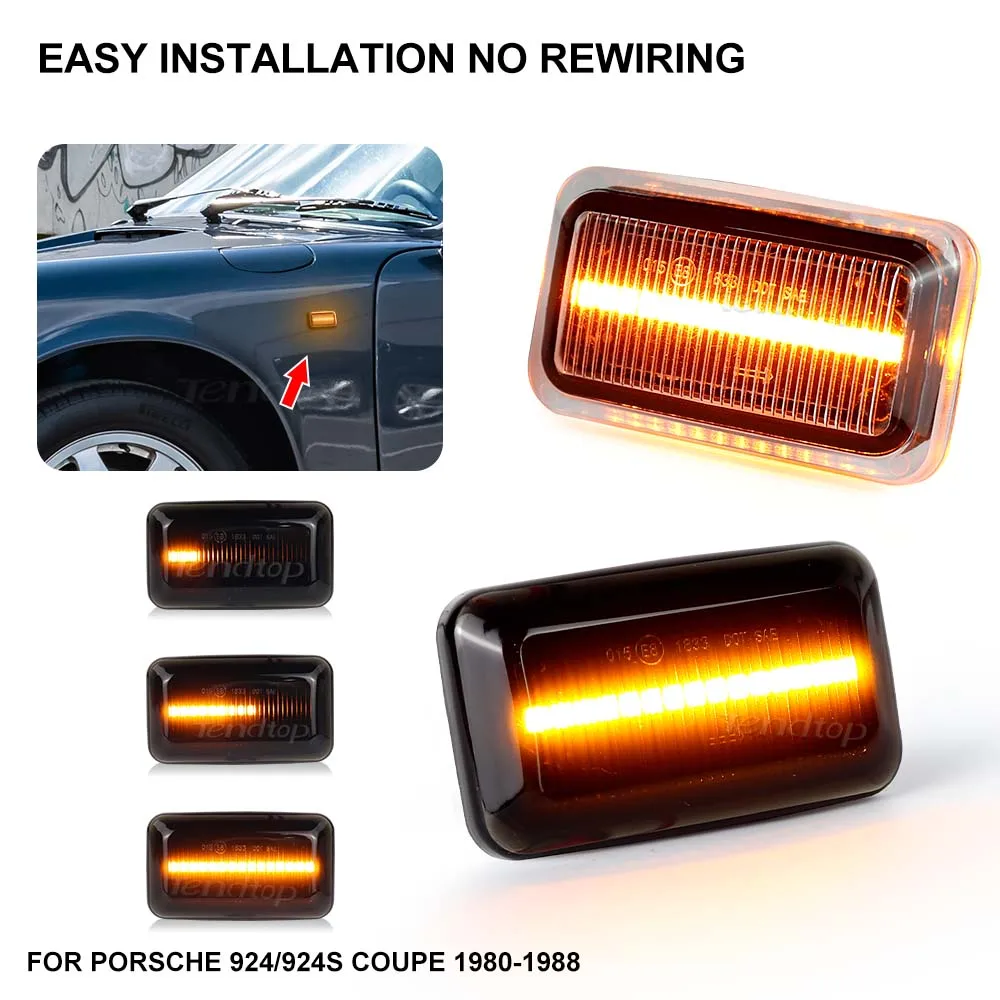 2Pcs LED Dynamic Side Marker Turn Signal Light Sequential Blinker Lamp For Audi A6 S6 100 C3 C4 200 80 90 B2/B3/B4 Cabriolet