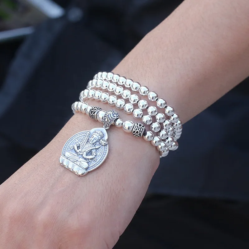 

999 женщин с 108 бусинами Будды, серебряный ювелирный браслет 99 пробы