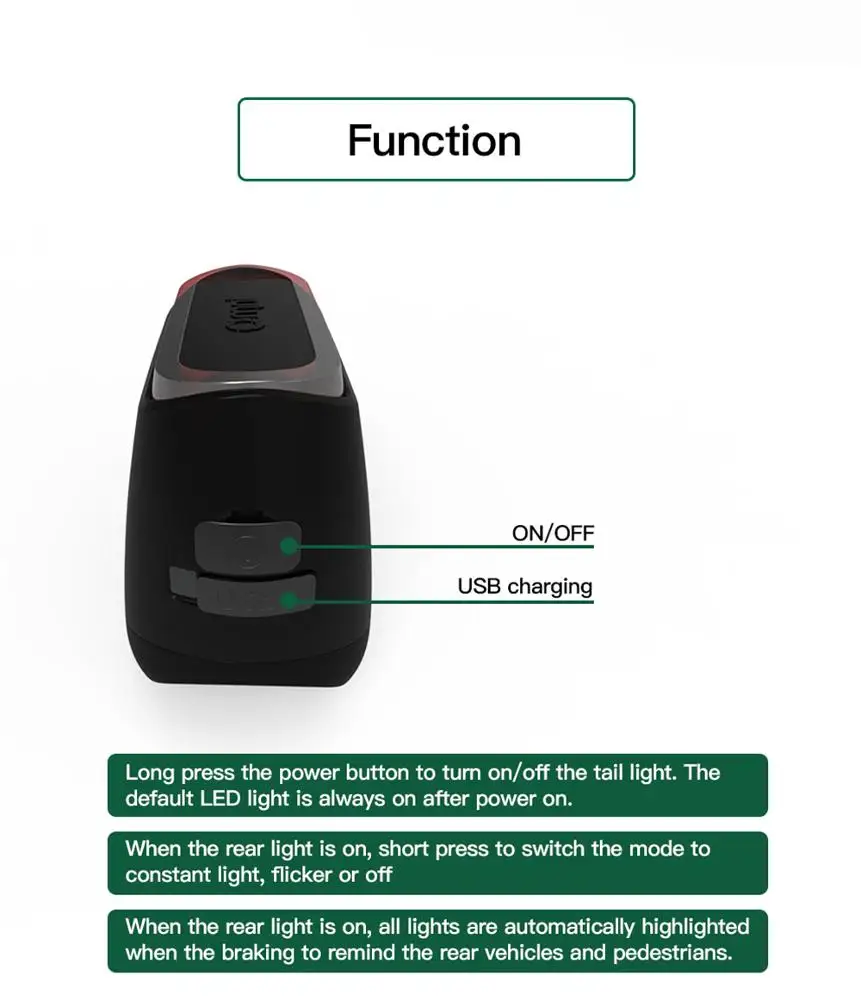 Omni USB Ricarica Luce intelligente Modalità flash IP66 impermeabili Luce posteriore per bicicletta intelligente Luce posteriore per bici