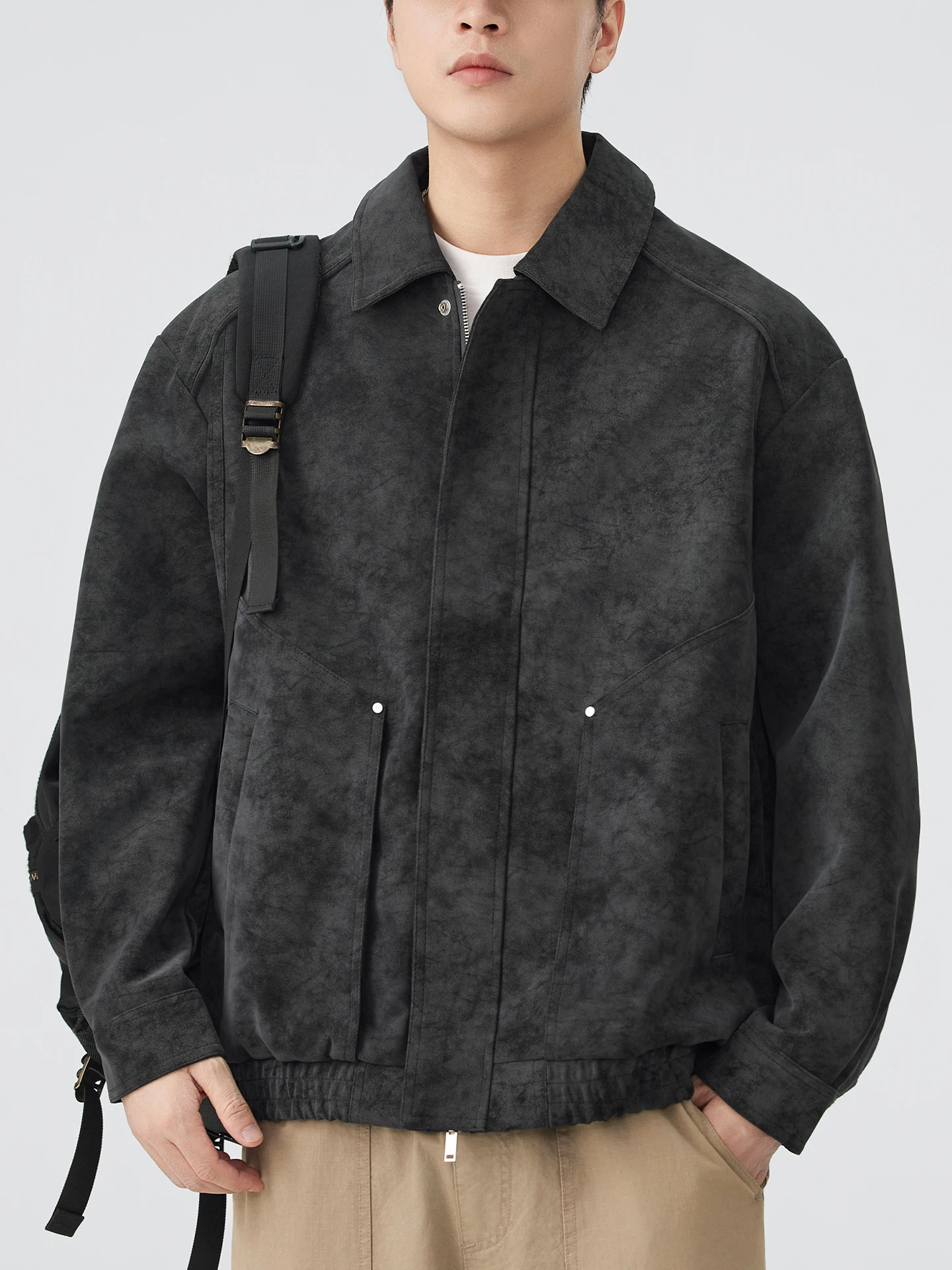 COKO الرجال خمر Sle فضفاضة تناسب ملابس العمل Jaet مع طوق بولي Leather الجلود السائق معطف دافئ الخريف الشتاء Faion ملابس خارجية #4