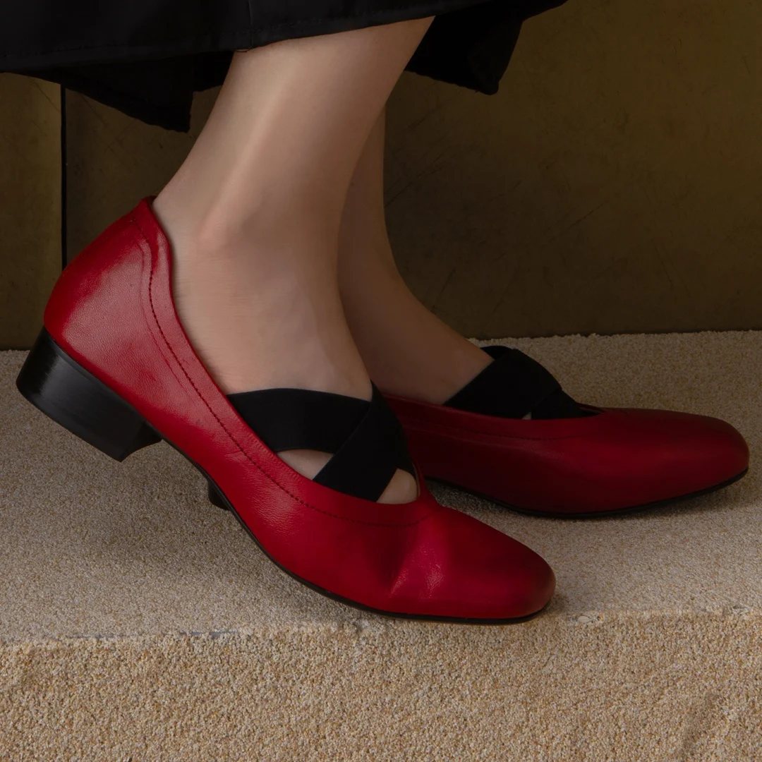 

Женские слипоны из коровьей кожи с квадратным носком и эластичной лентой на плоской подошве толщиной 3 см, повседневная женская мягкая удобная обувь на низком каблуке