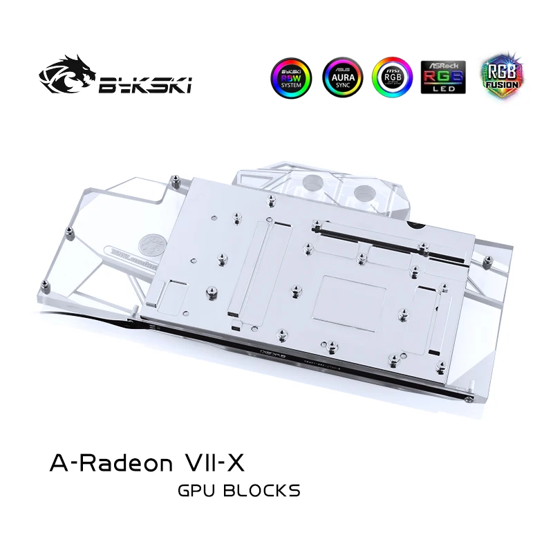Bykski – bloc d'eau pour AMD Radeon VII, Sapphire RADEON 7, édition de référence, radiateur en cuivre à couverture complète, lumière RGB aura