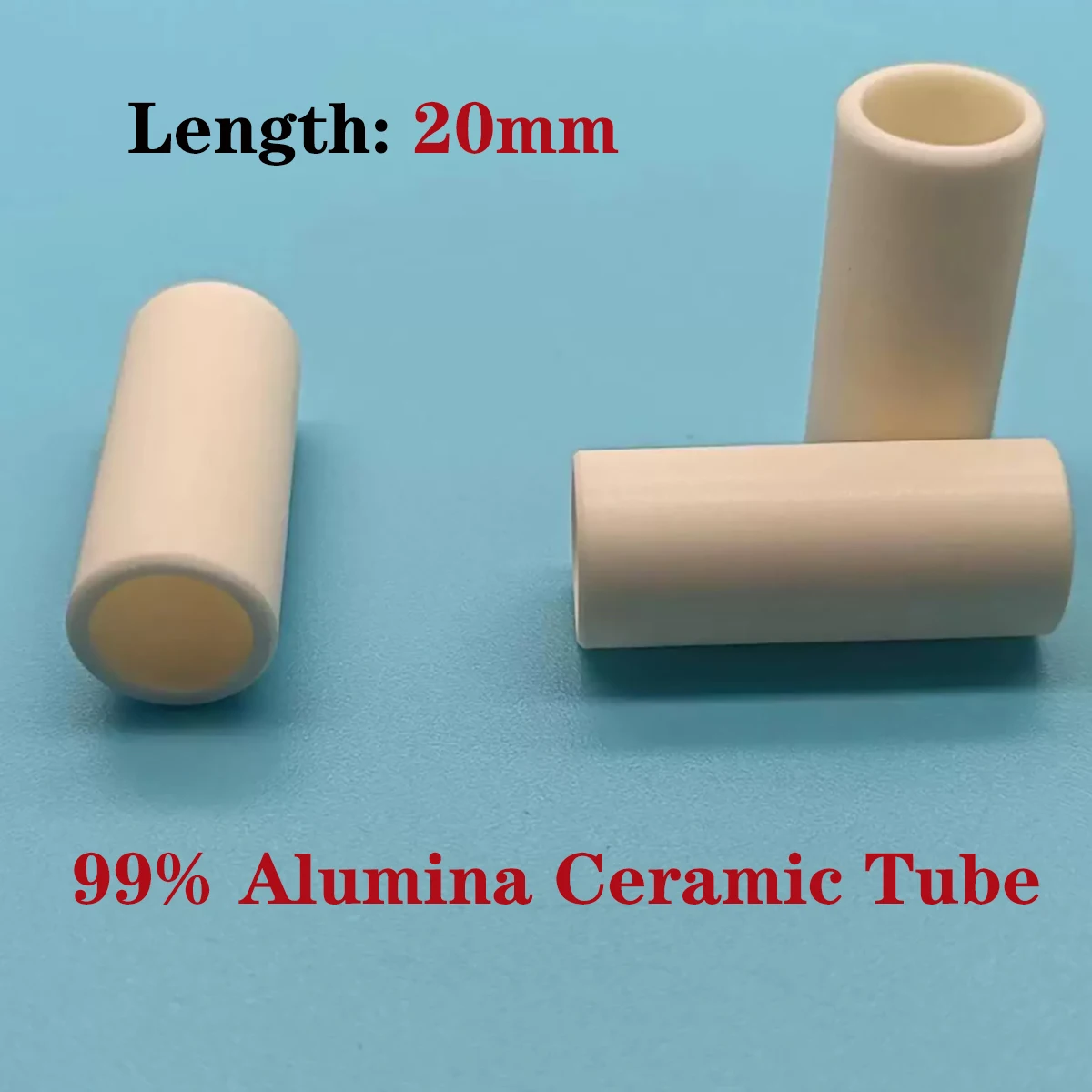 99% Alumina Ceramic Tube, Single-hole Ceramic Tube, 20mm Length Hollow Insulating Ceramic Bushing, Thermocouple Protection Tube