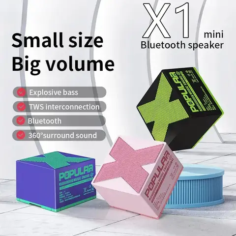X1 무선 블루투스 5.0 미니 오디오 휴대용 스피커, 풀 레인지 사운드 및 USB 충전식 HiFi 플레이어, 노트북 PC 야외용