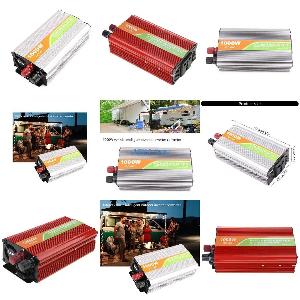 

U13C Многофункциональный инвертор мощностью 1000 Вт, высокая мощность для мастерских, катеров, автомобилей, преобразует 12 В в В