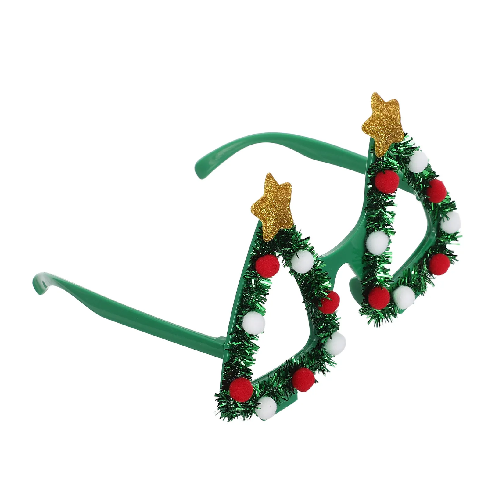 Christmas Party Glasses Tinsel Tree Star Design Festive Holiday Photo Prop Supplies Costume Accessories Xmas Novelty Glasses