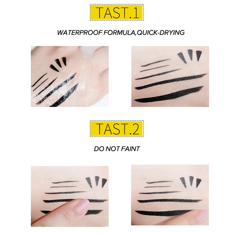 Dual-Ended Stamp Eyeliner Pen, 2-in-1 Waterproof and Smudge-Proof Black Eyeliner with Triangular Tip, Long-Lasting Precision