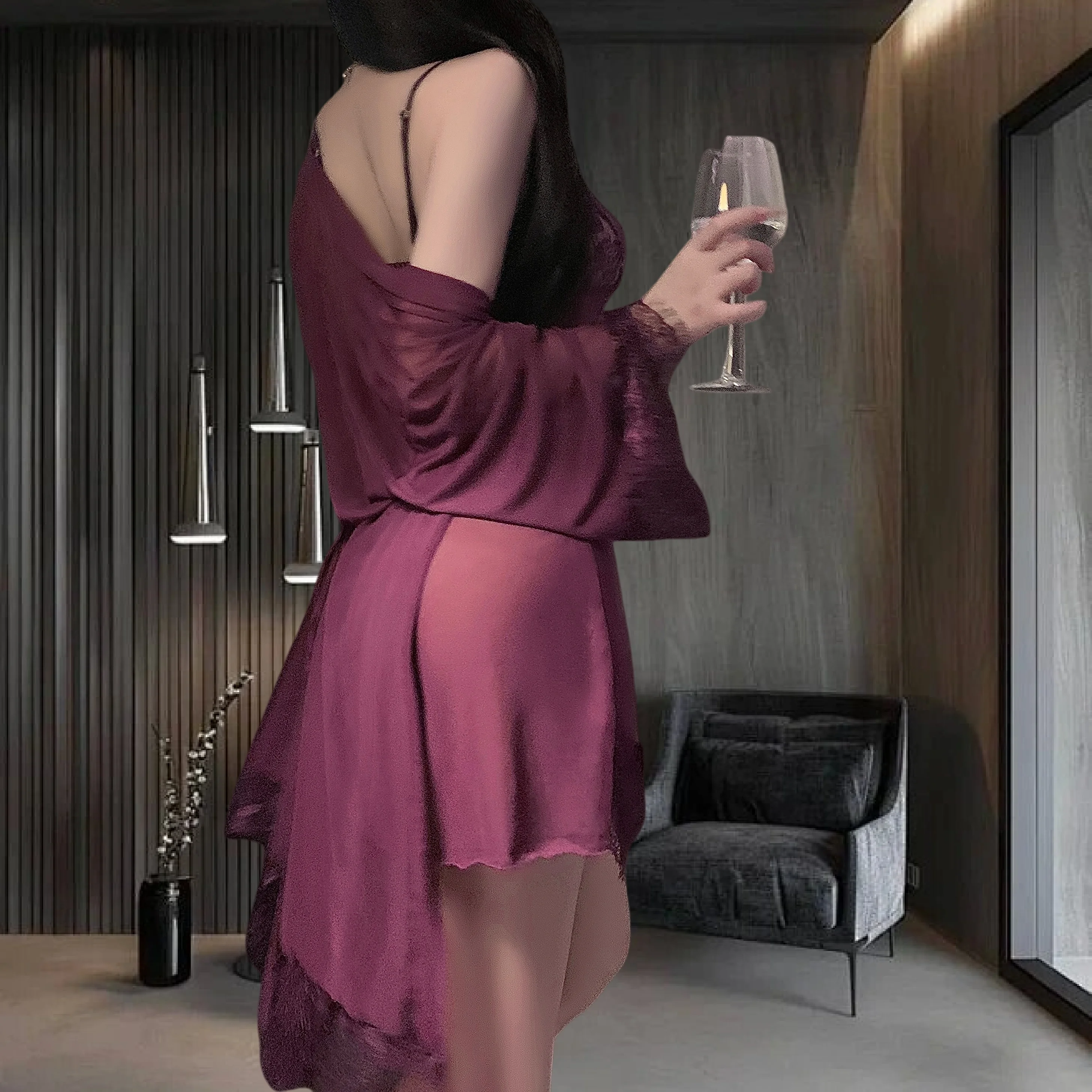 

Свадебная кружевная ночная рубашка Сексуальный пеньюар для женщин Свадебное белье свадебная ночь короткая ночная рубашка Свадебный душ подарок от сестры