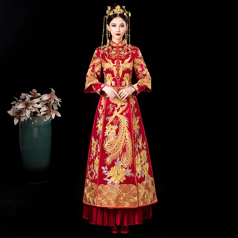 Xiuhe Dress Bride 2024 New Wedding Chinese Style a Chaplet and Robes Ancient Costume Toast Female