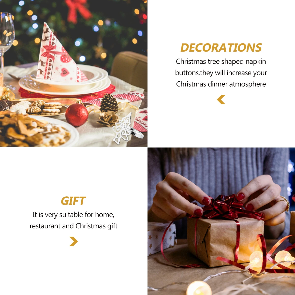 

4 Pcs Napkin Buckle Other Decorations Western Restaurant Wreath Christmas Table for Dining Room Alloy