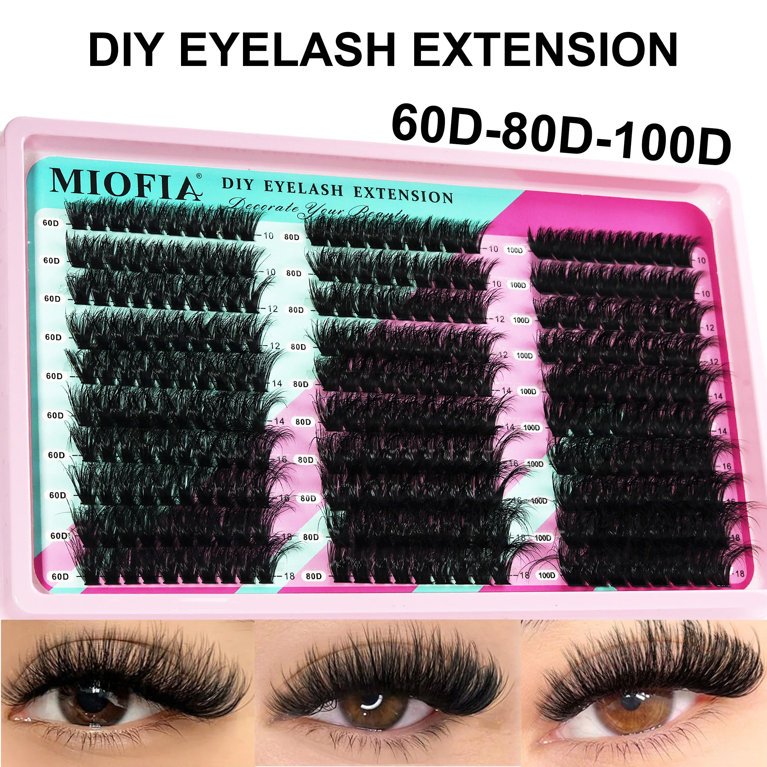 14 Reihen 5D Voluminöse Nerzwimpern-Büschel 50D-150D Dicke Flauschige Wimpernbüschel Katzenaugen-Wimpern 10-18mm Gemischte DIY Wimpernverlängerung – Detail 9