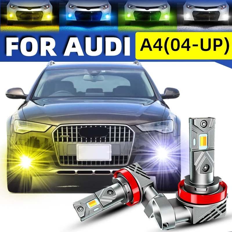 2x Car LED Front Fog Lights Bulbs Dual Colors Switchback White Yellow For AUDI A4 S4 RS4 B7 B8 B9 8K 8W 8E Avant 2013 2015 2016