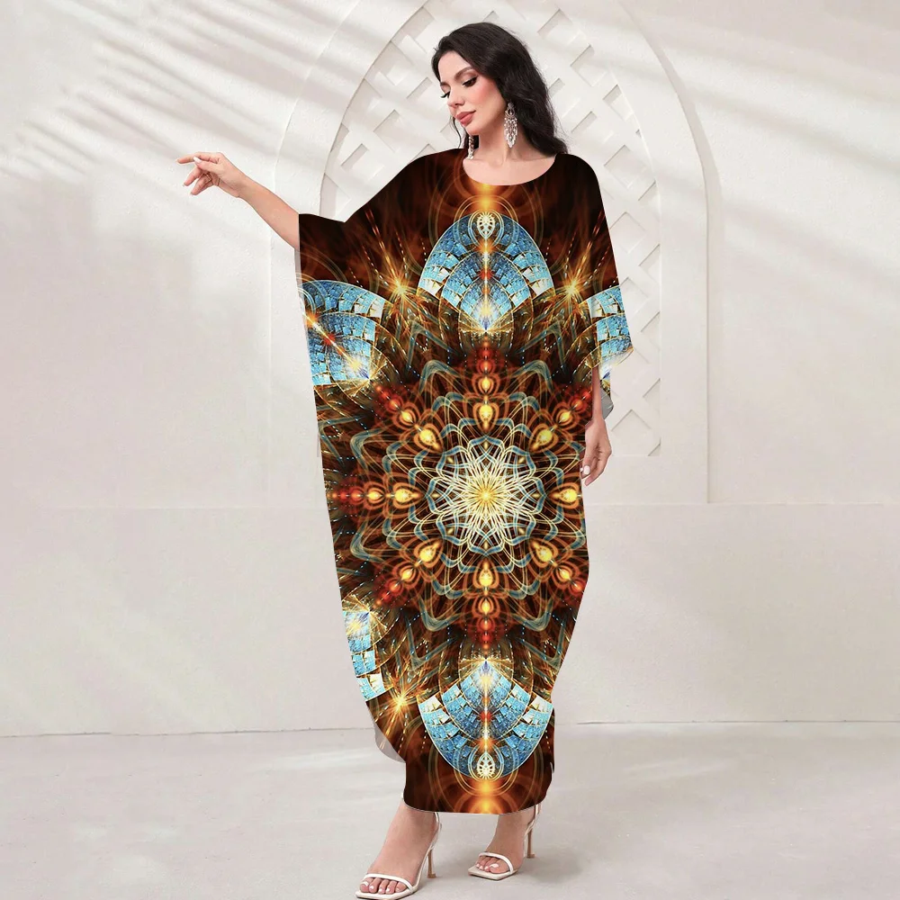 Ramadan Bat Sleeves Muslim Abaya 2024 Femme Clothing Abaya Dress Islam Muslim Abaya Turkey Dubai Printing Abaya Women Dresses