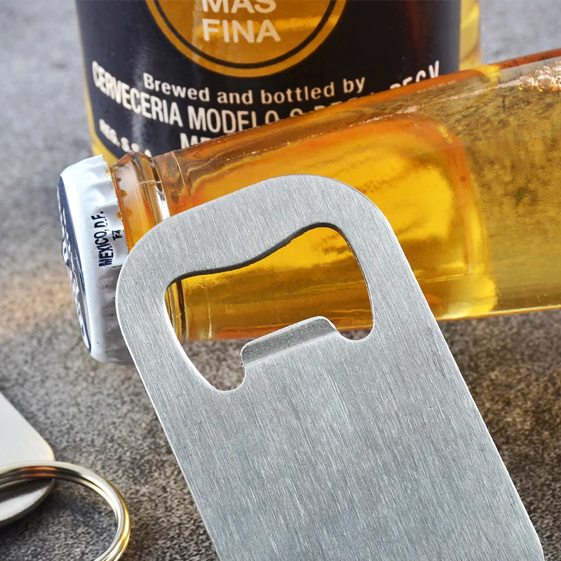 Stainless Steel Bottle Opener Keychain Beer Opener Soda Drink Starter Creative Minimalist Bottle Opener Portable Bottle Opener