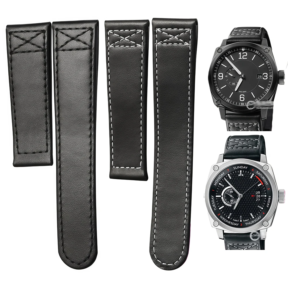 

For ORIS Aviation 7615/16/17/7631/32/33 Soft cowhide Leather watchband bracelet 22m plain weave watch strap men Band accessories