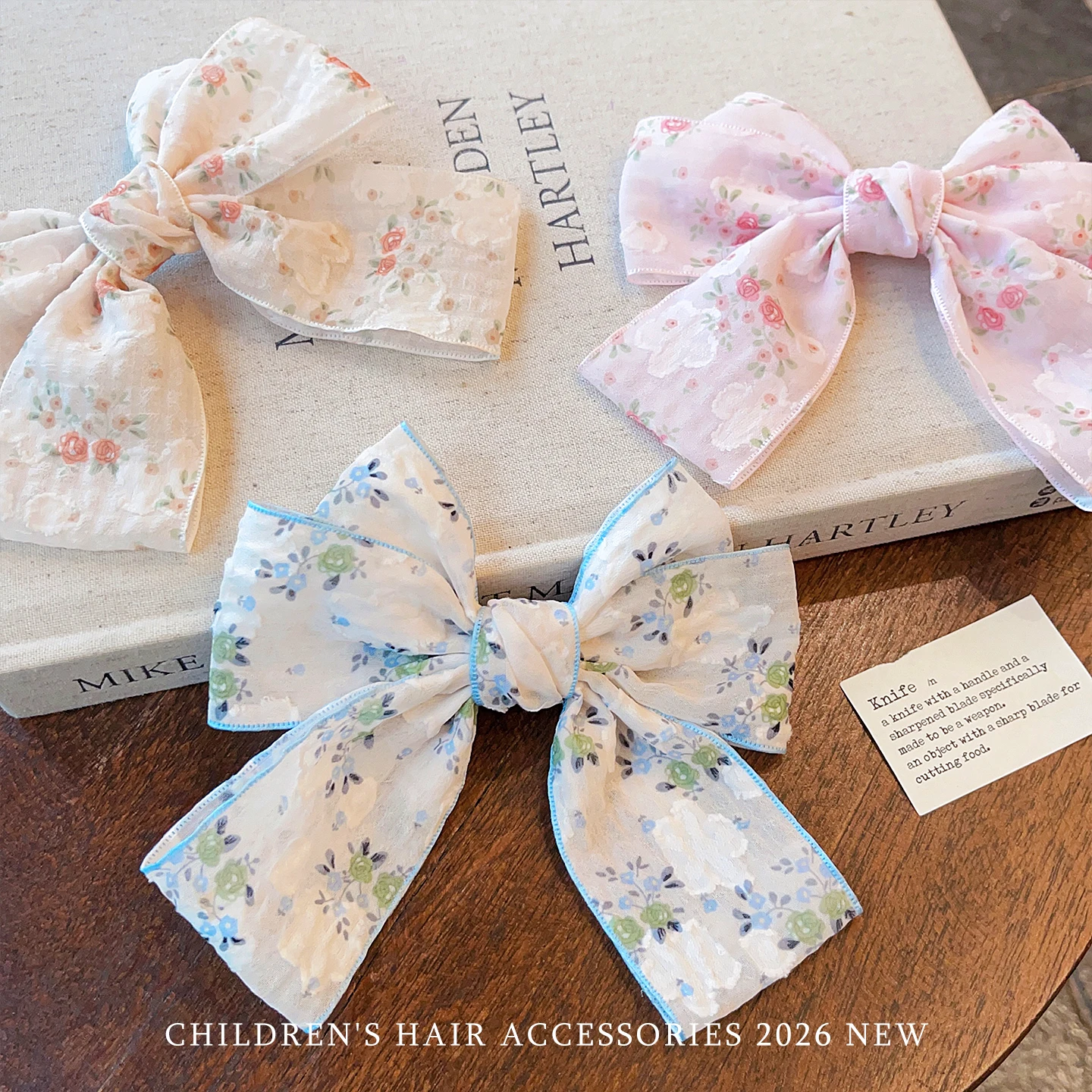 2026 Neue Coquette Süße Blumen-Chiffon Große Strukturierte Haarspange mit Schleife, Haarschonende Haarklammer für Babys, Kleinkinder und Kinder, Geschenk – Detail 3