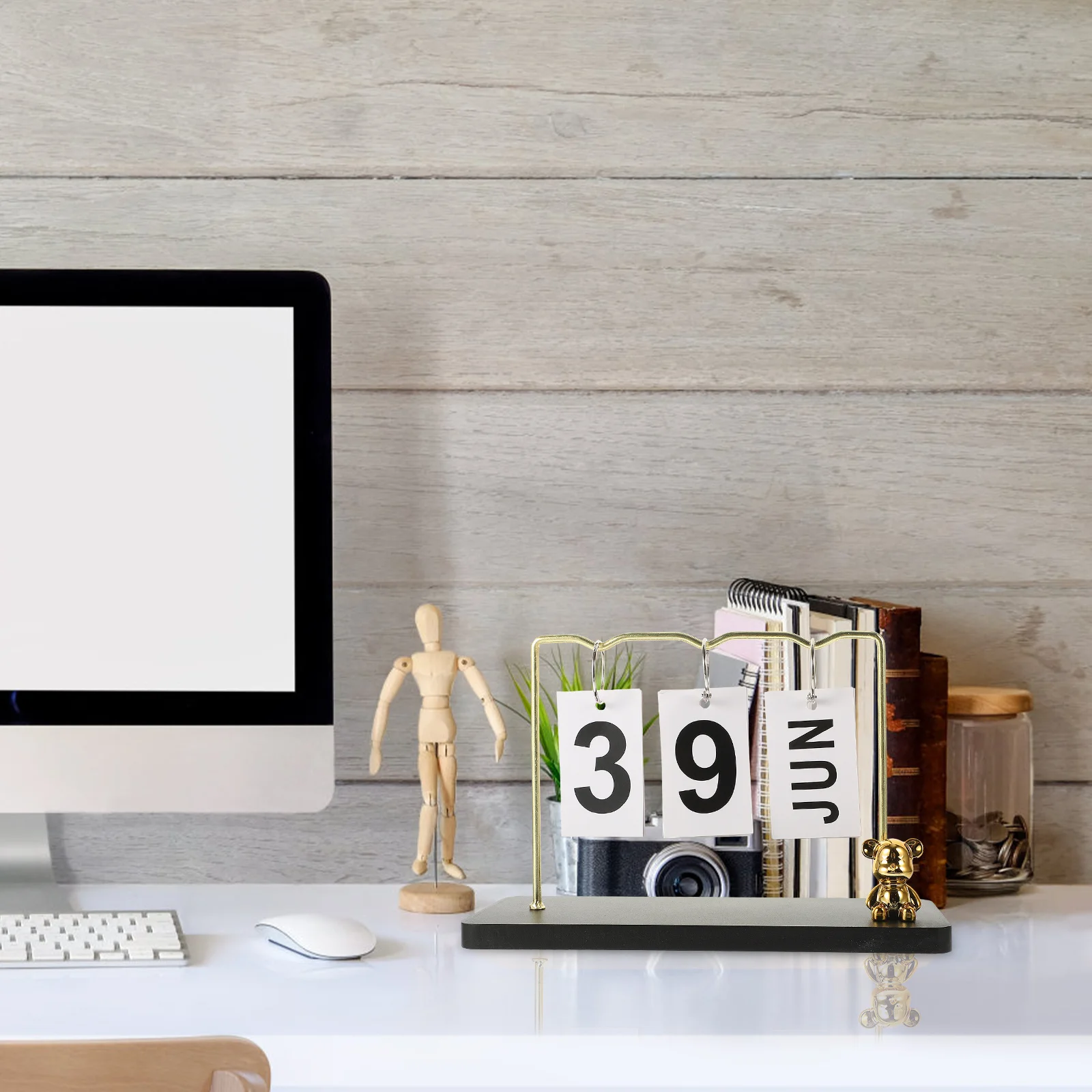 

Настольный календарь, деревенский деревянный вечный флип-календарь, компактный размер, офисное украшение для дома, настольное украшение, украшение для рабочего стола