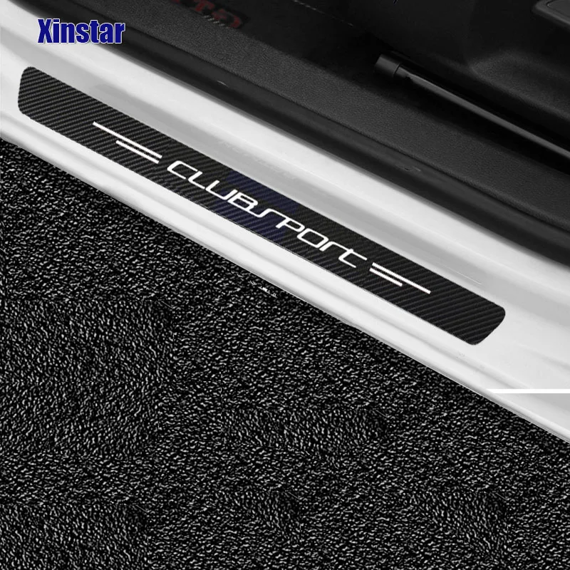 4Pcs Clubsport Carbon Fiber Car Door Sill Sticker For Volkswagen GOLF8 MK8 GTI