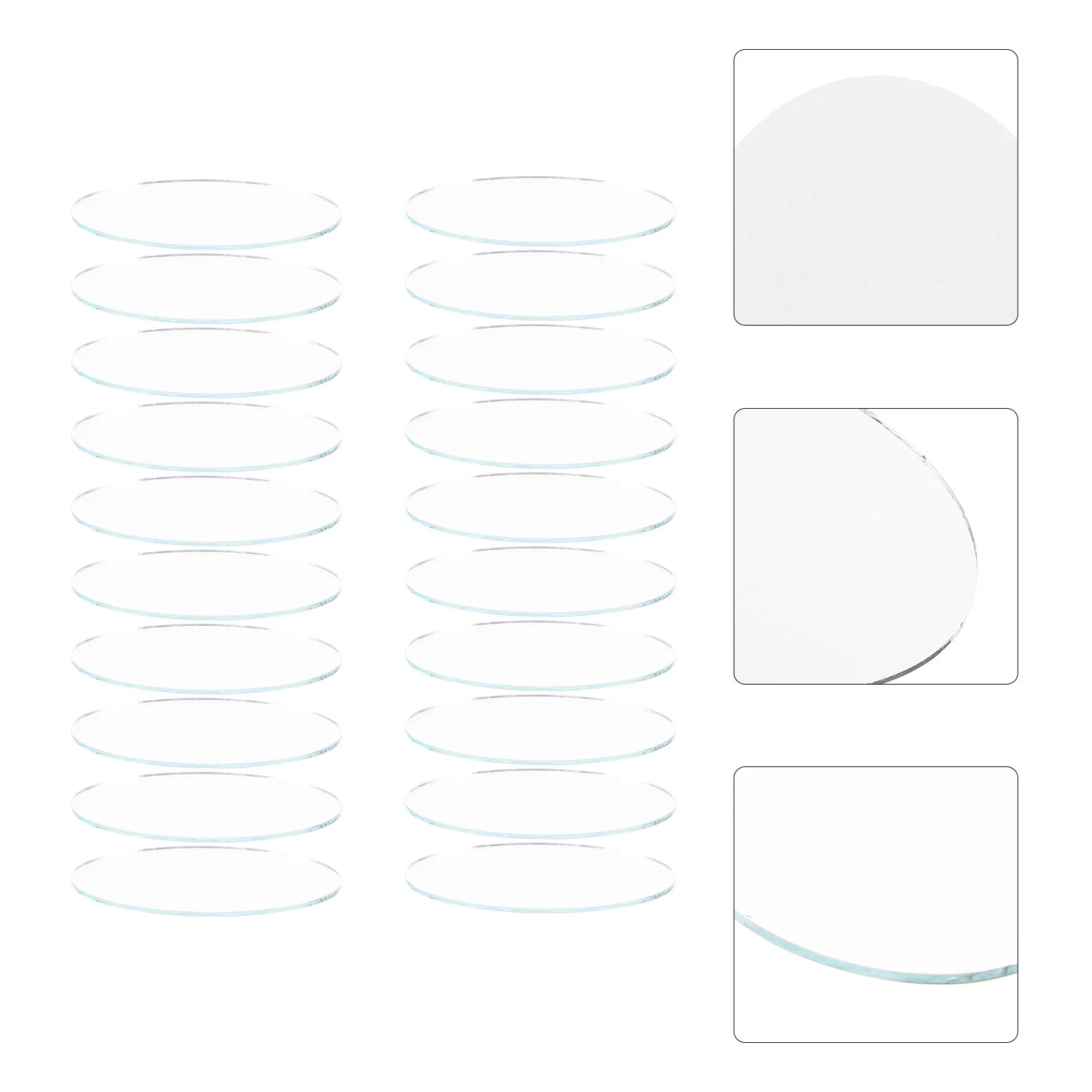 Mini Folha de Maquiagem Oval, Espelho de Vaidade, Lente DIY, Pequena Liga, Viagem, 20 Pcs