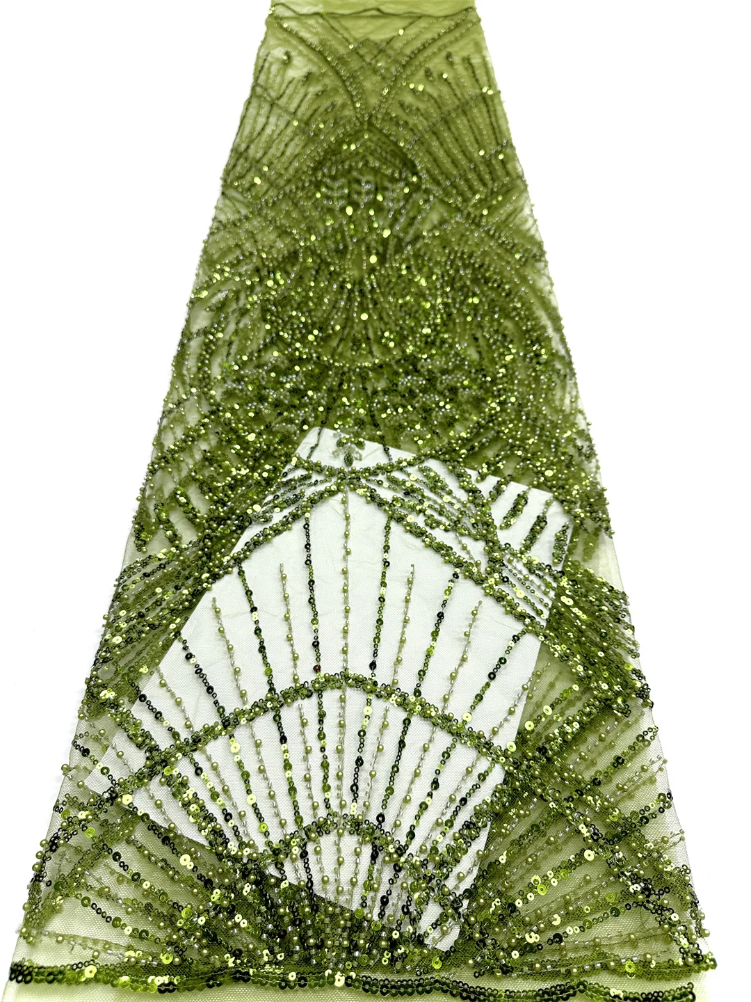 2026 Luxurious Nigerian African Beaded Lace Fabric High Quality Sequins Embroidery African French Lace Fabric For Sewing Dress