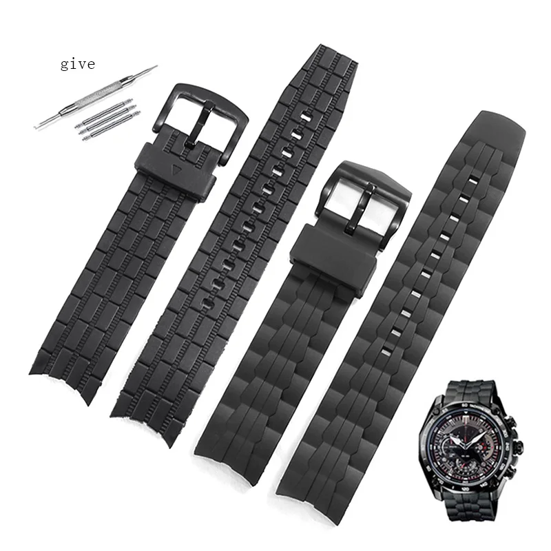 PEIYI Selected Quality Rubber Strap Suitable For EDIFICE Series EF-550 EF-523 Needle Buckle Accessories Black Watchband 22mm