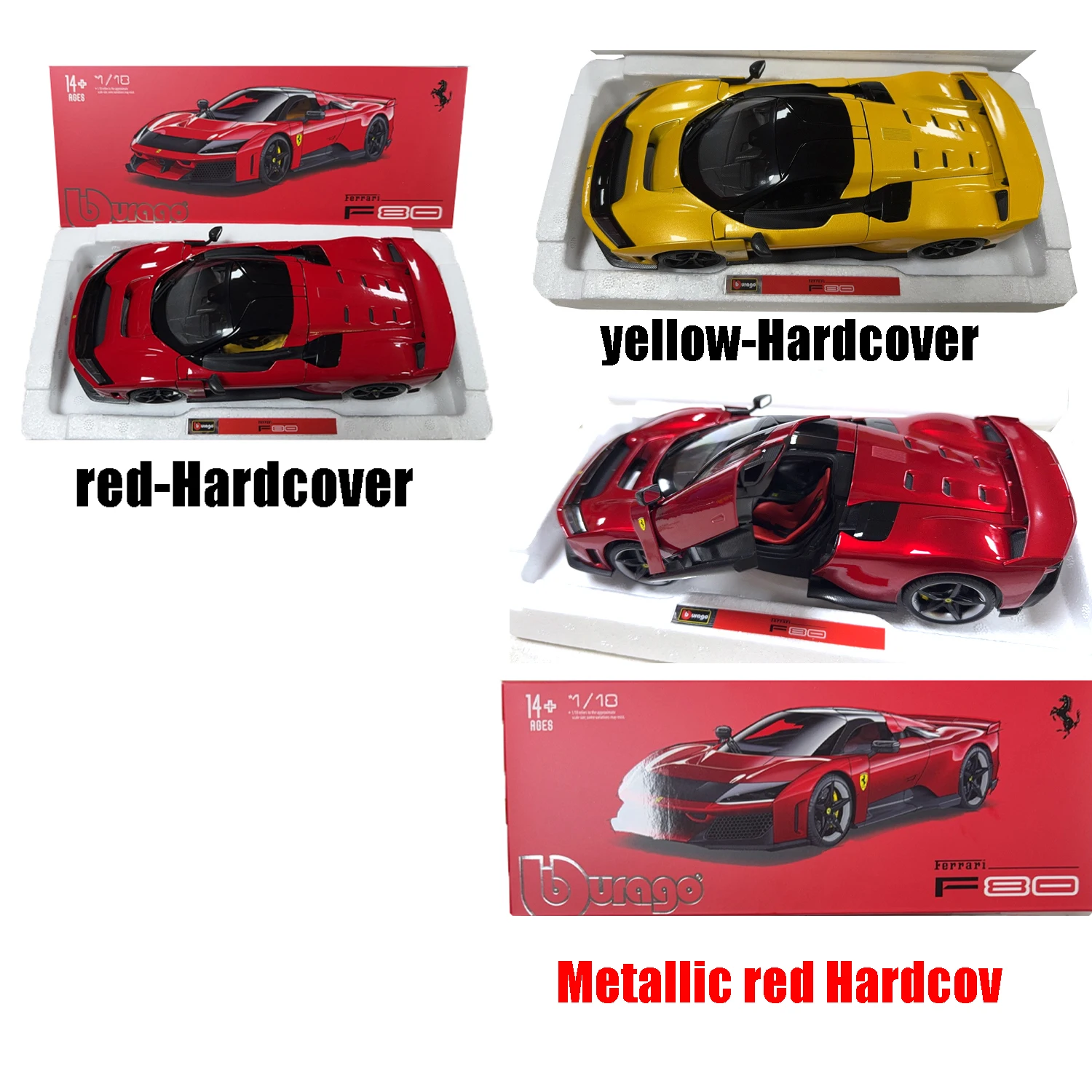 

Металлическая красно-желтая/красная модель Bburago Ferrari F80 в масштабе 1:18, полностью открывающаяся, имитационная, из сплава, литая под давлением, в наличии