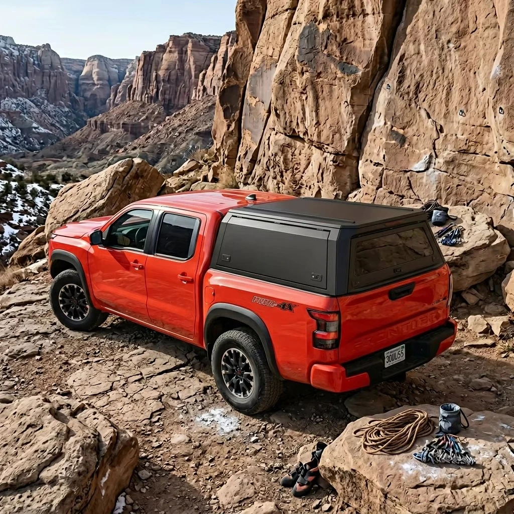 

Lightweight Aluminum Alloy Truck Camper Hardtop Canopy with Locking Function for Nissan Frontier 05-22 5.0Ft