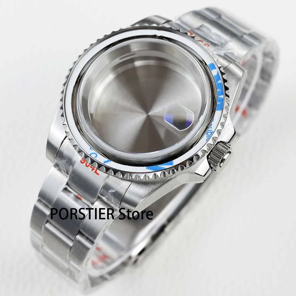 NH35 Case 40mm Silver Watch Case Sapphire Glass for Submariner gmt NH35 NH36 movement 28.5mm dial Jubilee Bracelet Oyster Strap