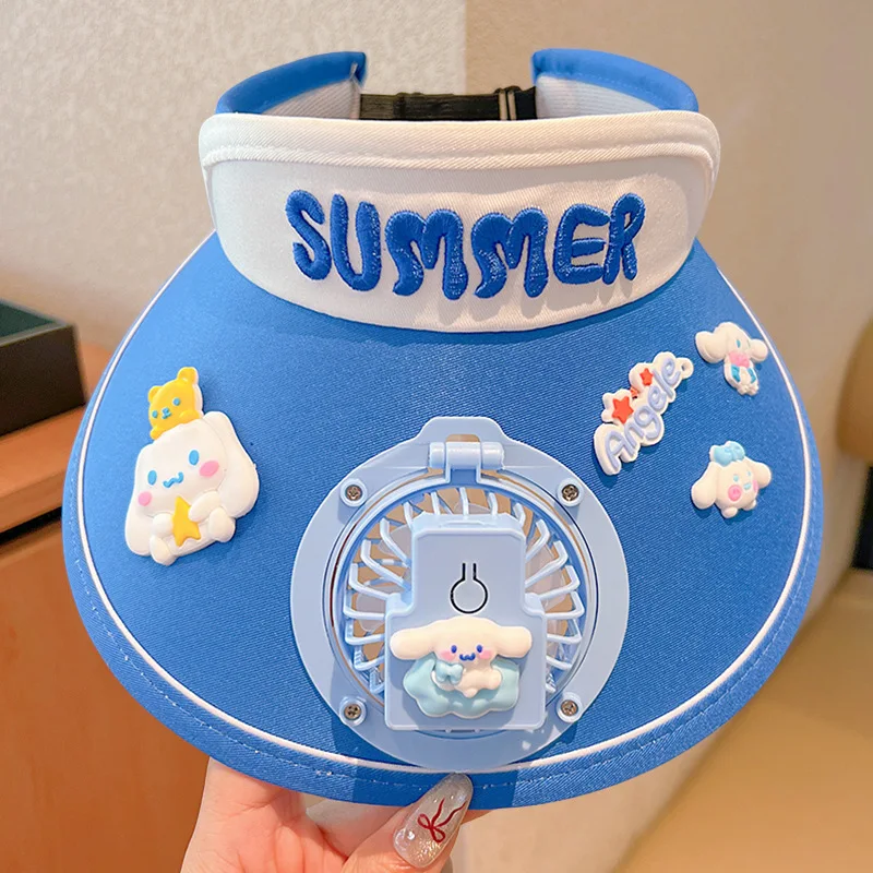 حار سانريو الأطفال واقية من الشمس و ظلة غطاء مروحة Hellokitty Kawaii في الهواء الطلق المحمولة الأشعة فوق البنفسجية واقية أنيمي غطاء مروحة كهربائية #4