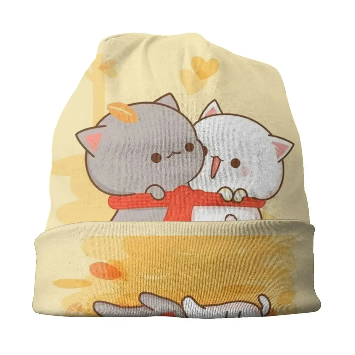 

Шапки-бини Cat Peach And Goma Skullies, зимняя теплая вязаная шапка унисекс, шляпы в стиле хип-хоп для взрослых, уличная лыжная шапка