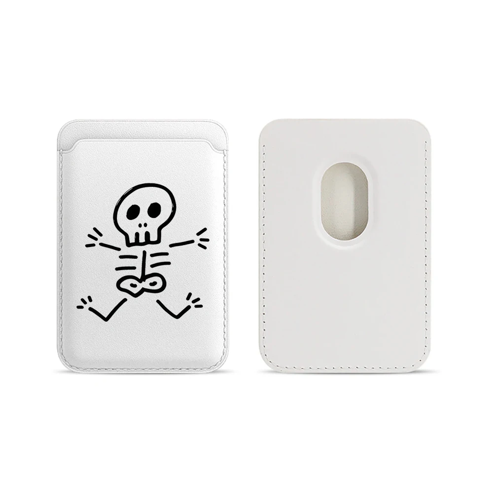 Künstlerische Totenkopf-Leder-Kartenhülle für Magnetische Hüllen, Geeignet für alle iPhones, für Magsafe-Karten-Handytasche – Detail 5