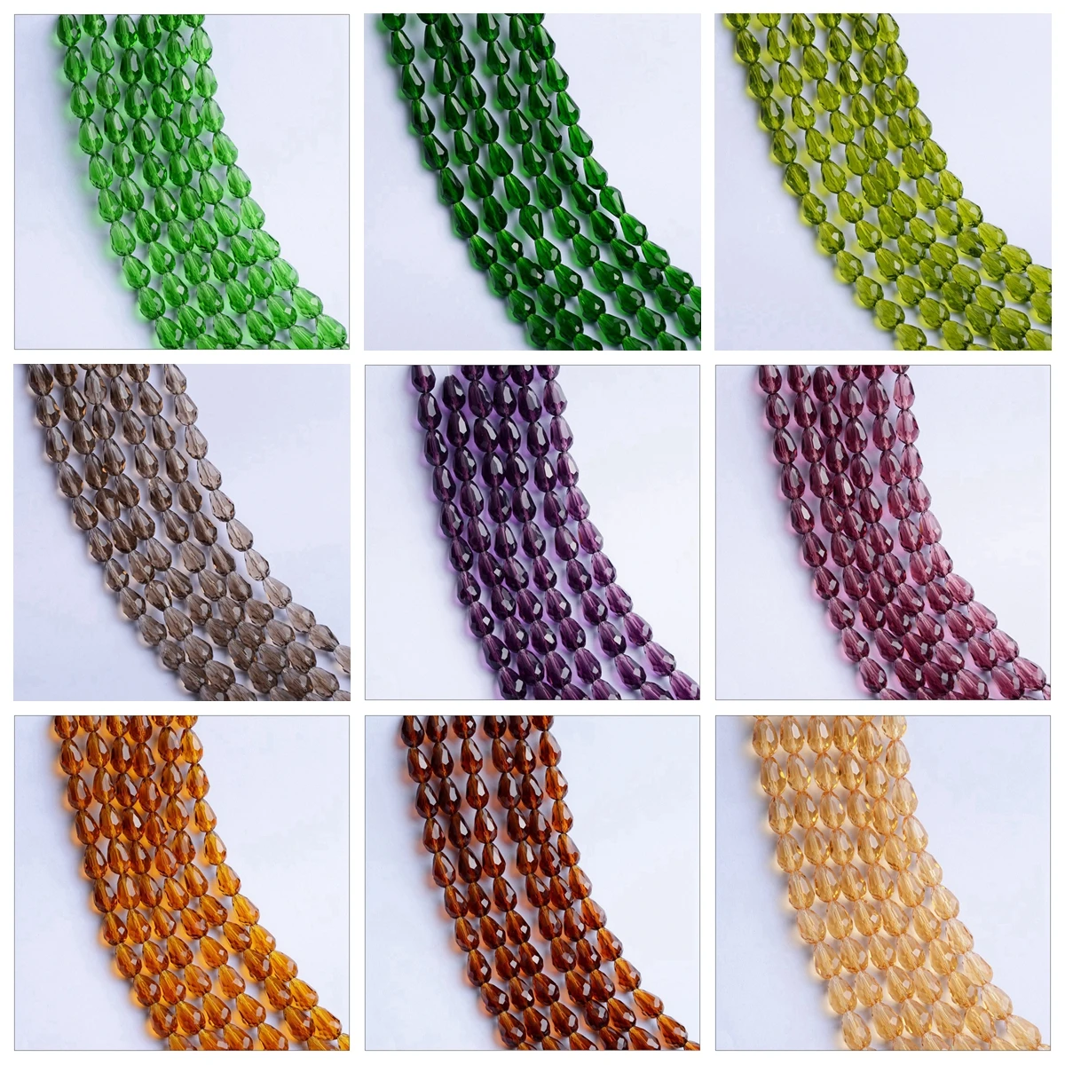 Teardrop Faceted Crystal Glass 5x3mm 8x6mm 12x8mm 15x10mm Loose Beads Lot For Jewelry Making DIY Earring Findings