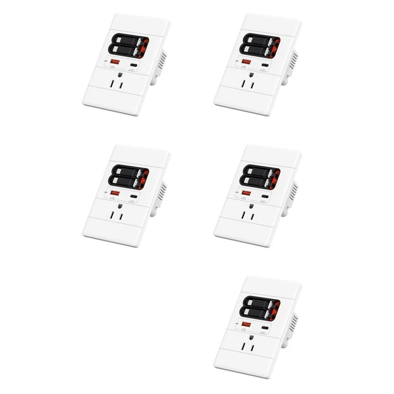 T21C 5X USB C настенная розетка с GaN PD20W, USB-C, USB-A и выдвижным USB-C/для интерфейса Apple, с защитой от несанкционированного доступа, 15А 125В