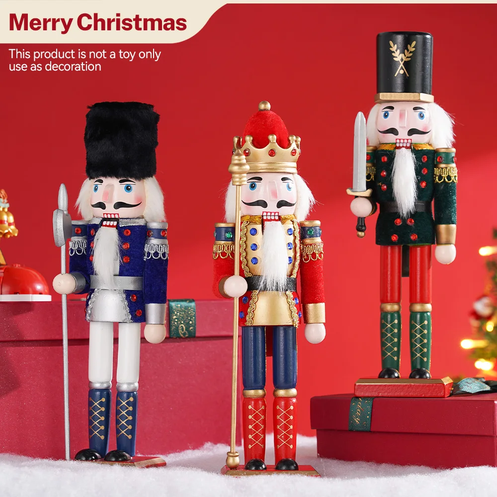 30CM 1/3pcs new European cloth Nutcracker Green blue Mahogany puppet home Christmas children's gift table decoration