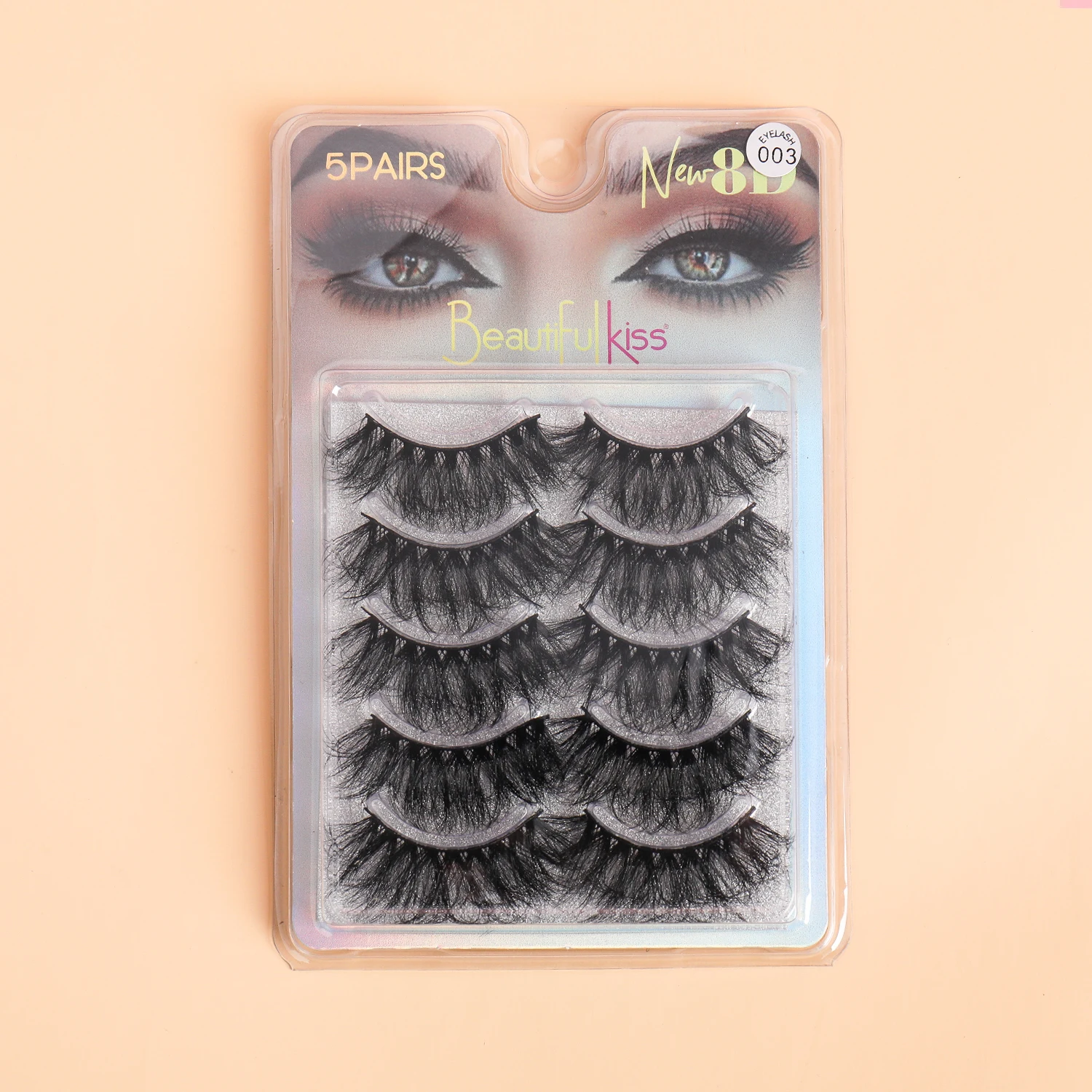 Pestañas postizas de visón esponjoso, extensión de pestañas cruzadas suaves y Wispy, pestañas postizas reutilizables, paquete al por menor, maquillaje 5D, 23mm, 5 pares