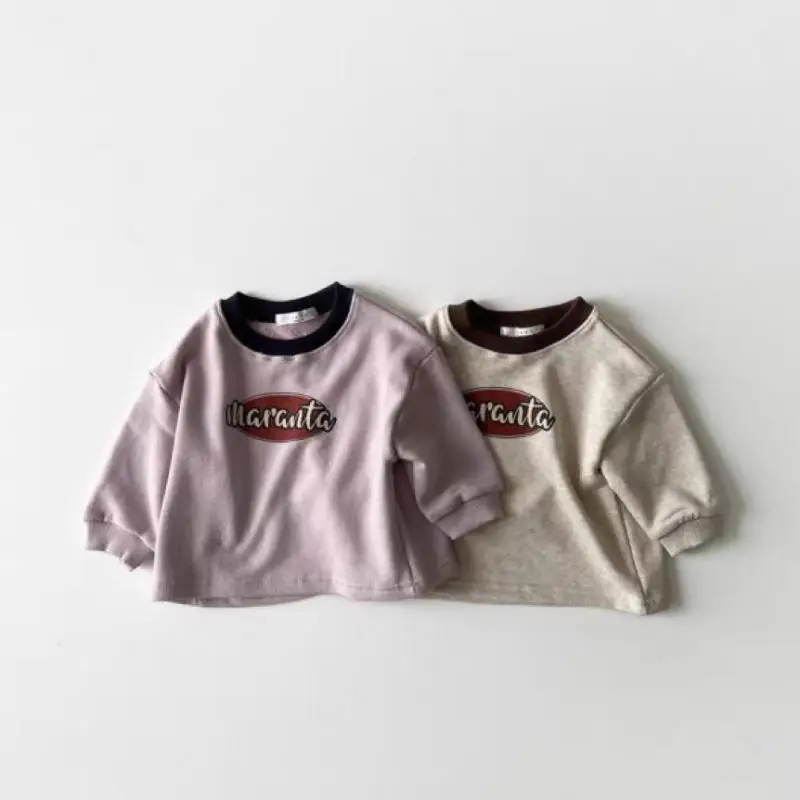 

2025 Autumn New Baby Letter Print Sweatshirt Vintage Boys Girls Toddler Long Sleeve Casual Sweatshirt Kids Tee Infant Tops