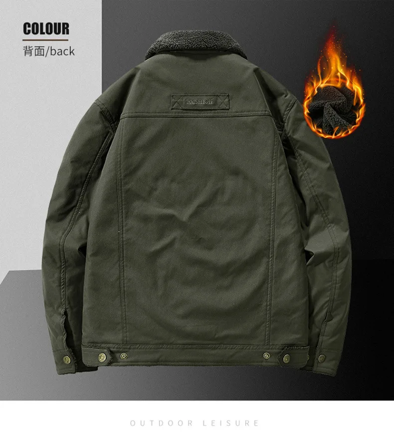 Winter Washed Sherpa Fleece Jacket Men's Thick Warm Casual Outerwear