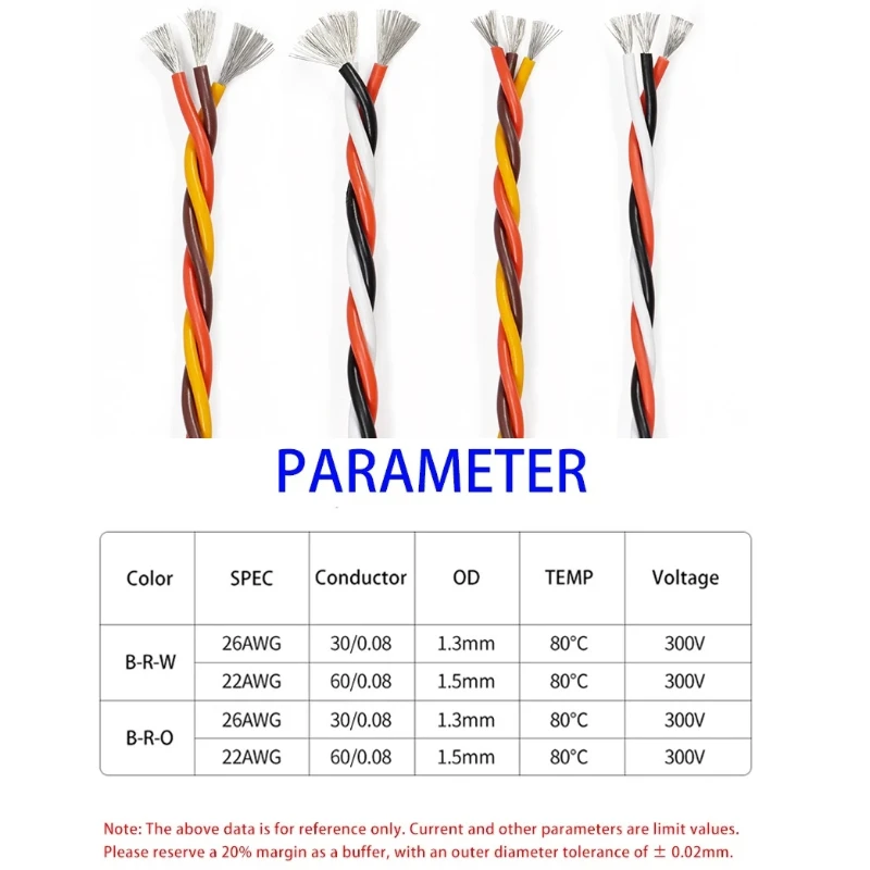 Servo Extension Twisted Cable 26/22AWG 30/60 Cores 5/10/20M RC Airplane Accessories JR Futaba Twisted Wire Cord Lead Copper Wire