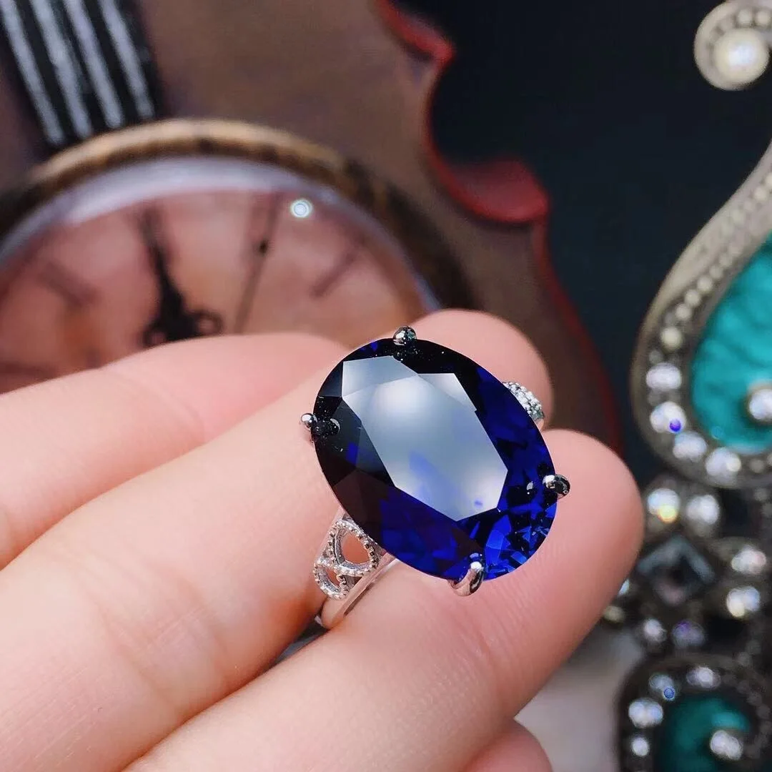 925 Pure Silver Best-Selling New Product - Blue sapphire Gemstone Open-Ended Ring for Women - Open-Ended Finger Ring