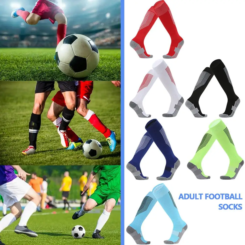 1 Pair Football Sports Socks Long Knee Cotton Spandex Legging Kids Soccer Stockings Socks Baseball Children Adults Ankle F9M8