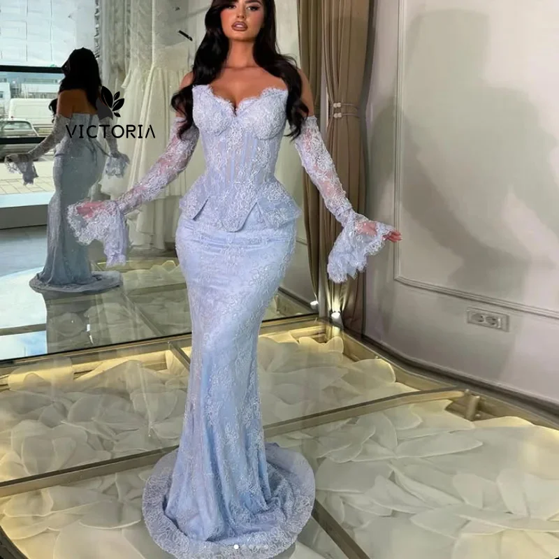 Customized Elegant Wedding Party Dress 2 Pcs Sweetheart Neck High Quality Lace Mermaid Floor-length Bespoke Occasion